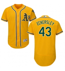 Men's Majestic Oakland Athletics #43 Dennis Eckersley Gold Alternate Flex Base Authentic Collection MLB Jersey