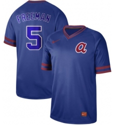 Men's Nike Atlanta Braves #5 Freddie Freeman Royal Authentic Cooperstown Collection Stitched Baseball Jersey