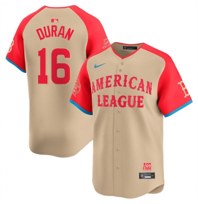 Men's American League #16 Jarren Duran Cream 2024 All-Star Limited Stitched Baseball Jersey