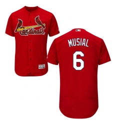 Men's Majestic St. Louis Cardinals #6 Stan Musial Red Alternate Flex Base Authentic Collection MLB Jersey