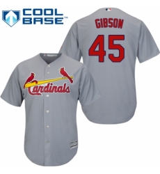 Men's Majestic St. Louis Cardinals #45 Bob Gibson Replica Grey Road Cool Base MLB Jersey