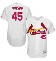 Men's Majestic St. Louis Cardinals #45 Bob Gibson White Home Flex Base Authentic Collection MLB Jersey