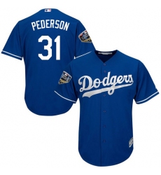 Youth Majestic Los Angeles Dodgers #31 Joc Pederson Authentic Royal Blue Alternate Cool Base 2018 World Series MLB Jersey