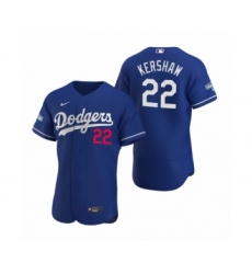 Men's Los Angeles Dodgers #22 Clayton Kershaw Royal 2020 World Series Champions Authentic Jersey