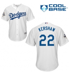 Men's Majestic Los Angeles Dodgers #22 Clayton Kershaw Replica White Home 2017 World Series Bound Cool Base MLB Jersey