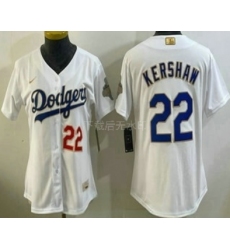 Women's Los Angeles Dodgers #22 Clayton Kershaw White 2026 Gold Collection Stadium Jersey