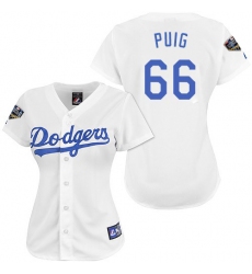 Women's Majestic Los Angeles Dodgers #66 Yasiel Puig Authentic White 2018 World Series MLB Jersey
