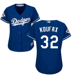 Women's Majestic Los Angeles Dodgers #32 Sandy Koufax Authentic Royal Blue Alternate 2017 World Series Bound Cool Base MLB Jersey