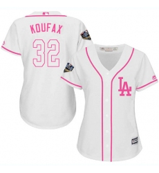 Women's Majestic Los Angeles Dodgers #32 Sandy Koufax Authentic White Fashion Cool Base 2018 World Series MLB Jersey