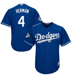 Youth Majestic Los Angeles Dodgers #4 Babe Herman Replica Royal Blue Alternate 2017 World Series Bound Cool Base MLB Jersey