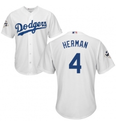 Youth Majestic Los Angeles Dodgers #4 Babe Herman Replica White Home 2017 World Series Bound Cool Base MLB Jersey