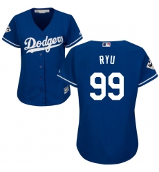 Women's Majestic Los Angeles Dodgers #99 Hyun-Jin Ryu Replica Royal Blue Alternate 2017 World Series Bound Cool Base MLB Jersey
