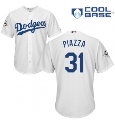Youth Majestic Los Angeles Dodgers #31 Mike Piazza Replica White Home 2017 World Series Bound Cool Base MLB Jersey