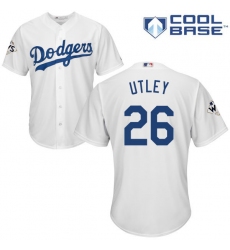 Men's Majestic Los Angeles Dodgers #26 Chase Utley Replica White Home 2017 World Series Bound Cool Base MLB Jersey