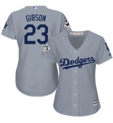 Women's Majestic Los Angeles Dodgers #23 Kirk Gibson Authentic Grey Road 2017 World Series Bound Cool Base MLB Jersey