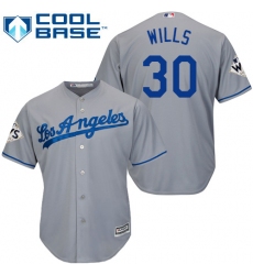 Men's Majestic Los Angeles Dodgers #30 Maury Wills Replica Grey Road 2017 World Series Bound Cool Base MLB Jersey