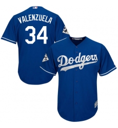 Men's Majestic Los Angeles Dodgers #34 Fernando Valenzuela Replica Royal Blue Alternate 2017 World Series Bound Cool Base MLB Jersey