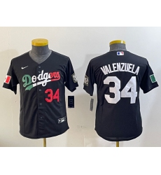 Women's Los Angeles Dodgers #34 Fernando Valenzuela Number Black Mexico 2020 World Series Cool Base Nike Jerseys