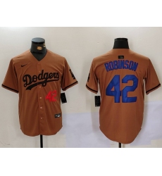 Men's Los Angeles Dodgers #42 Jackie Robinson Number Olive Cool Base Limited Stitched Jersey