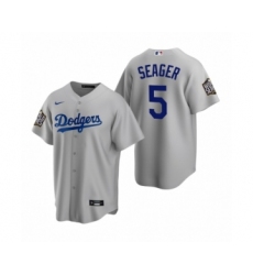 Men's Los Angeles Dodgers #5 Corey Seager Gray 2020 World Series Replica Jersey