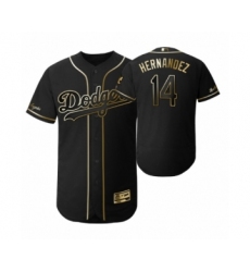 Men's 2019 Golden Edition Los Angeles Dodgers Black #14 Enrique Hernandez Flex Base Jersey