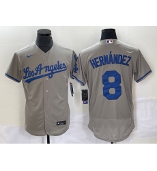 Men's Nike Los Angeles Dodgers #8 Enrique Hernandez Gray Home Replica Player Jersey