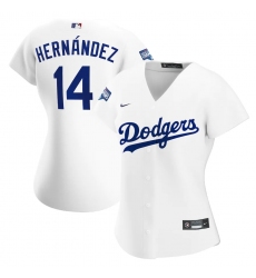 Women's Los Angeles Dodgers #14 Enrique Hernández Nike White 2020 World Series Champions Home Replica Player Jersey