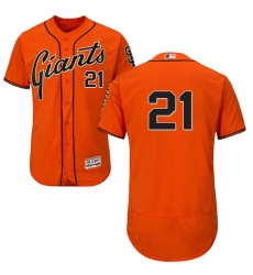 Men's Majestic San Francisco Giants #21 Deion Sanders Orange Alternate Flex Base Authentic Collection MLB Jersey