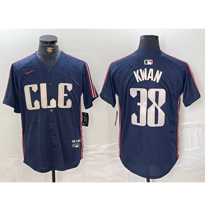 Men's Cleveland Guardians #38 Steven Kwan Navy 2024 City Connect Limited Stitched Jersey