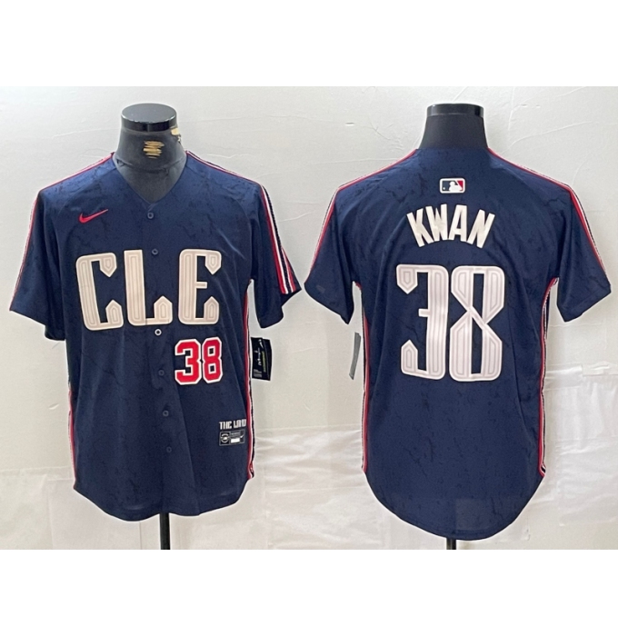 Men's Cleveland Guardians #38 Steven Kwan Number Navy 2024 City Connect Limited Stitched Jersey