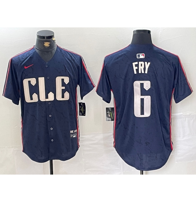 Men's Cleveland Guardians #6 David Fry Navy 2024 City Connect Limited Stitched Jersey