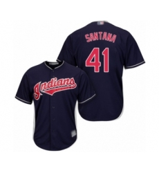 Men's Cleveland Indians #41 Carlos Santana Replica Navy Blue Alternate 1 Cool Base Baseball Jersey