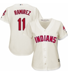 Women's Majestic Cleveland Indians #11 Jose Ramirez Authentic Cream Alternate 2 Cool Base MLB Jersey