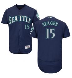 Men's Majestic Seattle Mariners #15 Kyle Seager Navy Blue Alternate Flex Base Authentic Collection MLB Jersey