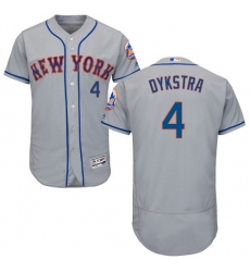 Men's Majestic New York Mets #4 Lenny Dykstra Grey Road Flex Base Authentic Collection MLB Jersey