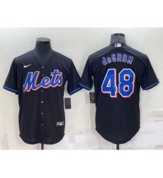 Men's New York Mets #48 Jacob deGrom Black Stitched MLB Cool Base Nike Jersey
