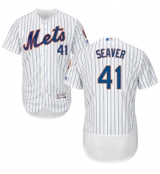 Men's Majestic New York Mets #41 Tom Seaver White Home Flex Base Authentic Collection MLB Jersey