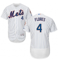 Men's Majestic New York Mets #4 Wilmer Flores White Home Flex Base Authentic Collection MLB Jersey
