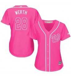 Women's Majestic Washington Nationals #28 Jayson Werth Authentic Pink Fashion Cool Base MLB Jersey