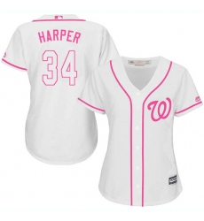 Women's Majestic Washington Nationals #34 Bryce Harper Replica White Fashion Cool Base MLB Jersey