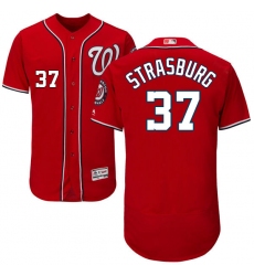Men's Majestic Washington Nationals #37 Stephen Strasburg Red Alternate Flex Base Authentic Collection MLB Jersey