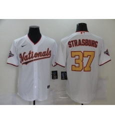 Men's Nike Washington Nationals #37 Stephen Strasburg White Gold Home Stitched Baseball Jersey