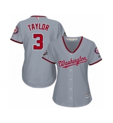Women's Washington Nationals #3 Michael Taylor Authentic Grey Road Cool Base 2019 World Series Bound Baseball Jersey