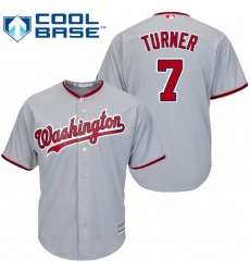 Men's Majestic Washington Nationals #7 Trea Turner Replica Grey Road Cool Base MLB Jersey