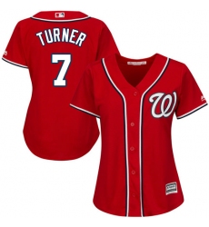 Women's Majestic Washington Nationals #7 Trea Turner Replica Red Alternate 1 Cool Base MLB Jersey