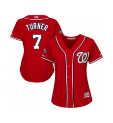 Women's Washington Nationals #7 Trea Turner Authentic Red Alternate 1 Cool Base 2019 World Series Champions Baseball Jersey