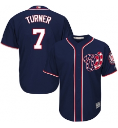 Youth Majestic Washington Nationals #7 Trea Turner Authentic Navy Blue Alternate 2 Cool Base MLB Jersey