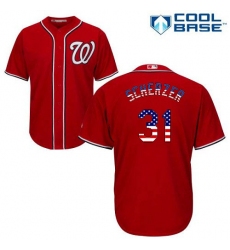 Men's Majestic Washington Nationals #31 Max Scherzer Authentic Red USA Flag Fashion MLB Jersey