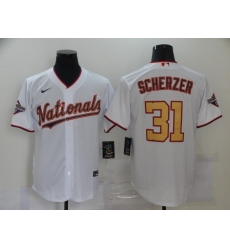Men's Nike Washington Nationals #31 Max Scherzer White Gold Home Stitched Baseball Jersey