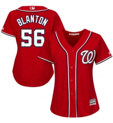 Women's Majestic Washington Nationals #56 Joe Blanton Replica Red Alternate 1 Cool Base MLB Jersey